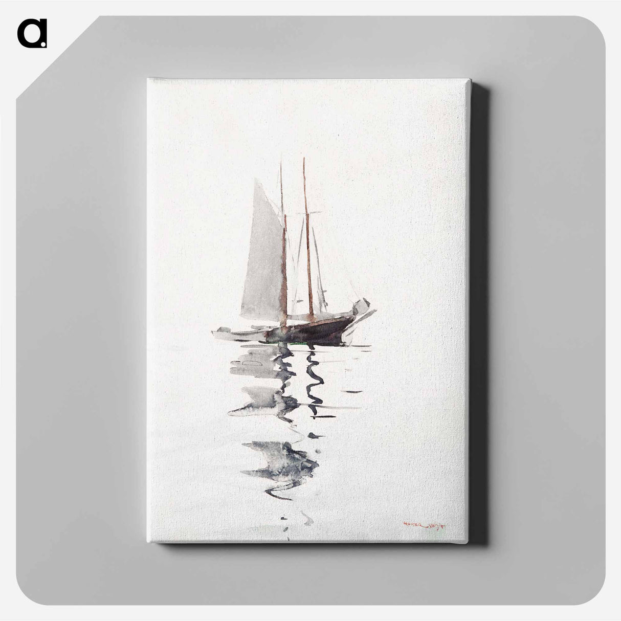 Two–masted Schooner with Dory - ウィンスロー ホーマー Canvas.