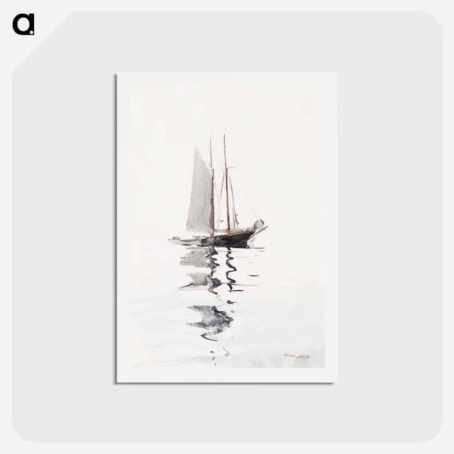 アートポストカード-Two–masted Schooner with Dory - ウィンスロー ホーマー Postcard.
