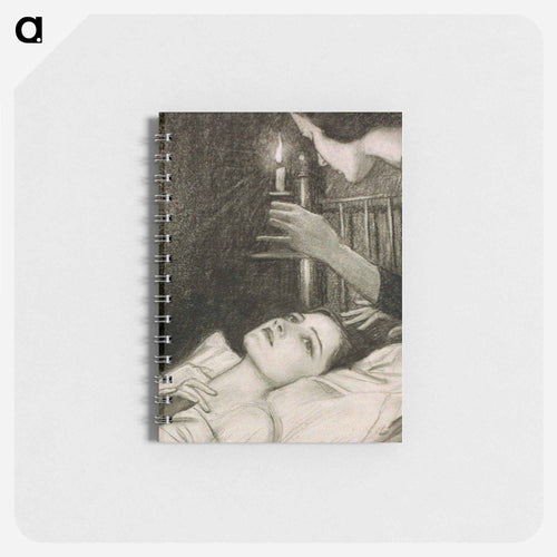 Woman with candle looking down at girl in bed by Wladyslaw Theodore Benda - ウワディスワフ テオドール ベンダ Memo.