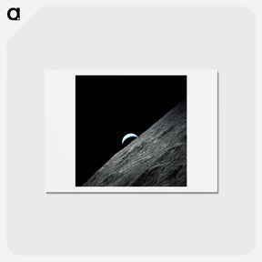 アートポストカード-Crescent Earth - アポロ月面着陸 Postcard.