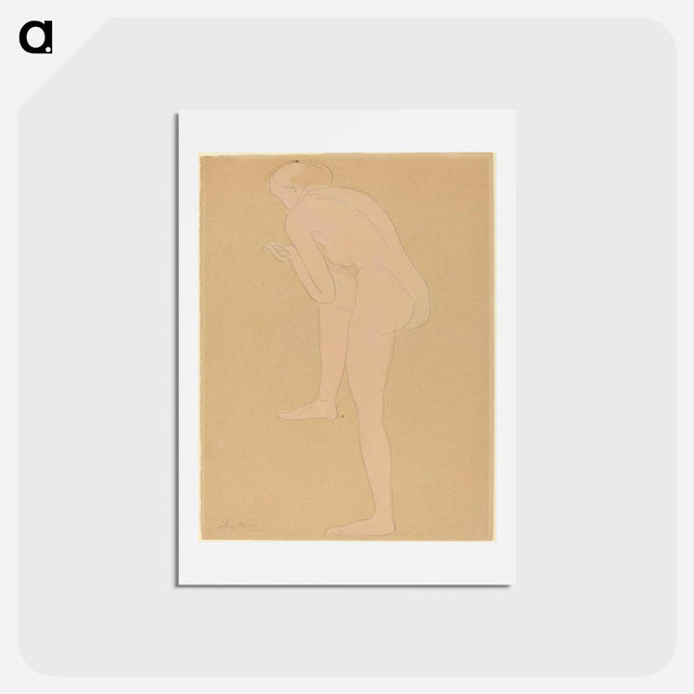 アートポストカード-Figure Bending Forward with Right Knee Raised - オーギュスト ロダン Postcard.