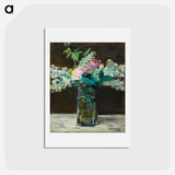 アートポストカード-Vase of White Lilacs and Roses - エドゥアール マネ Postcard.
