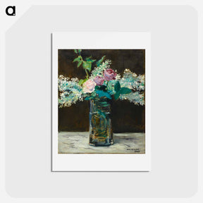 アートポストカード-Vase of White Lilacs and Roses - エドゥアール マネ Postcard.