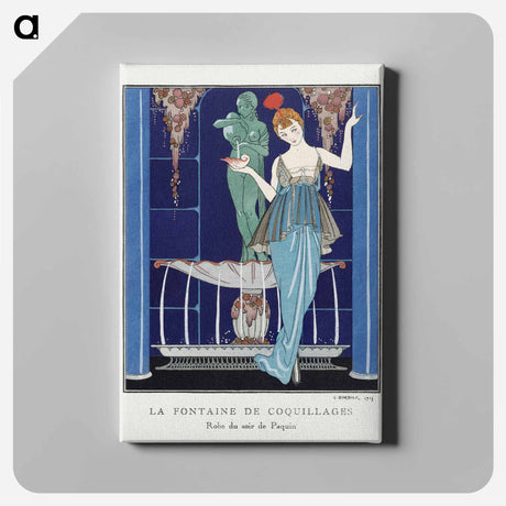 アートパネル-La Fontaine de coquillages: Robe du soir de Paquin - ジョージ バービエ Canvas.