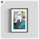 Woman holding a cup in front of a Japanese folding screen - アンリ ソム Poster.