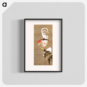 アートポスター-Hen and Rooster with Grapevine
 - 伊藤若冲 Poster.
