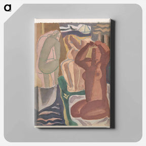アートパネル-Twee badende vrouwen en een rugfiguur - レオ ヘステル Canvas.
