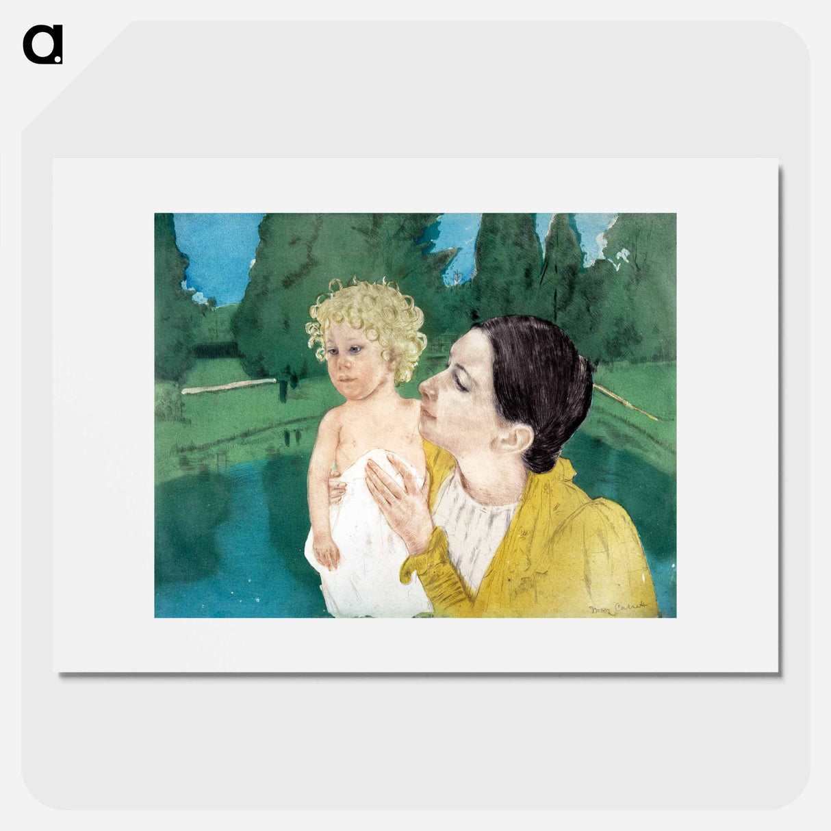 By the Pond - Mary Cassatt Poster.