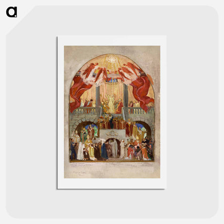 アートポストカード-Sketch for the Church of the Holy Spirit (XIIth arrondissement): Pentecost, the Roman Church, the Eastern Church - モーリス ドニ Postcard.