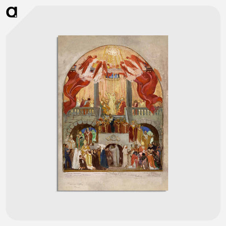 アートポストカード-Sketch for the Church of the Holy Spirit (XIIth arrondissement): Pentecost, the Roman Church, the Eastern Church - モーリス ドニ Postcard.