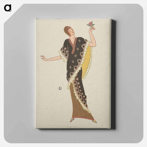 アートパネル-Woman in a black tubular dress - オットー フリードリヒ カール レンデッケ Canvas.