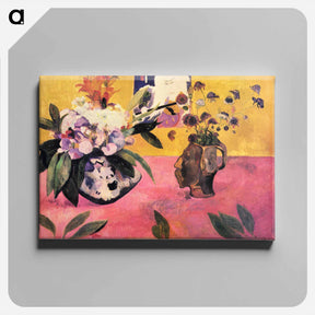 アートパネル-Still Life with Head-Shaped Vase and Japanese Woodcut - ポール ゴーギャン Canvas.