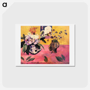 アートポストカード-Still Life with Head-Shaped Vase and Japanese Woodcut - ポール ゴーギャン Postcard.