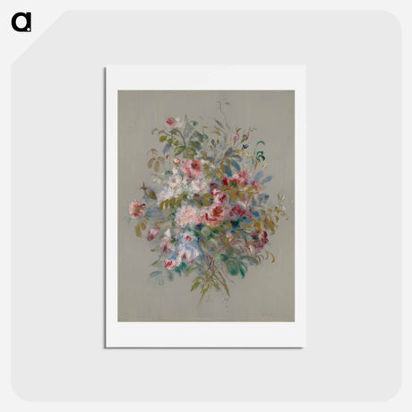 アートポストカード-Bouquet of Roses - ピエール オーギュスト ルノワール Postcard.