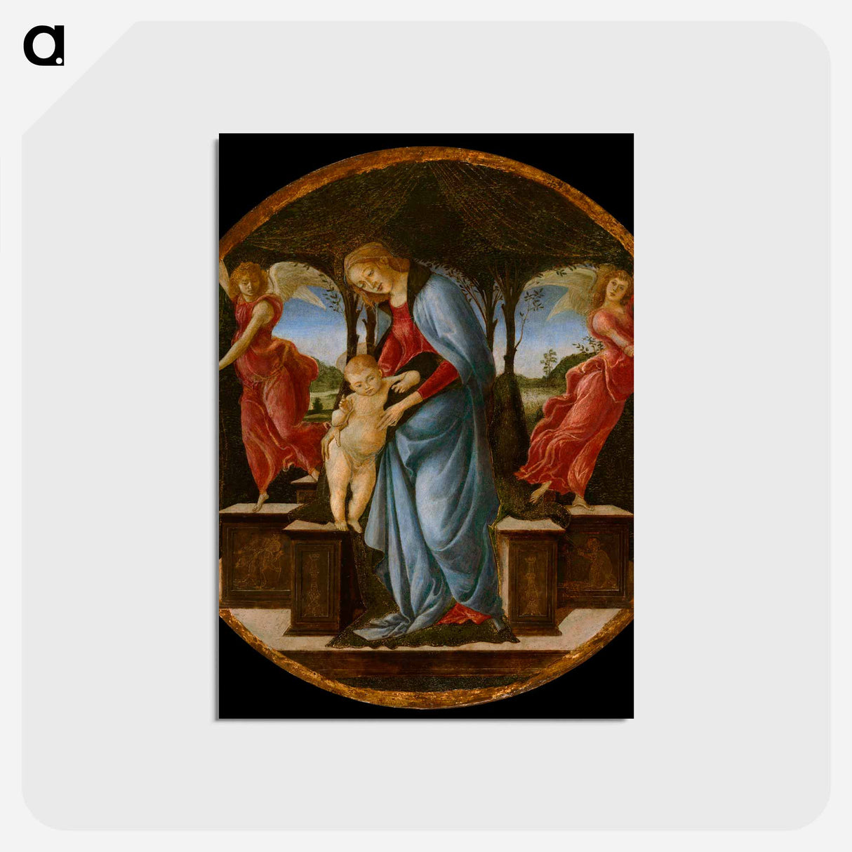 アートポストカード-Virgin and Child with Two Angels - サンドロ ボッティチェッリ Postcard.