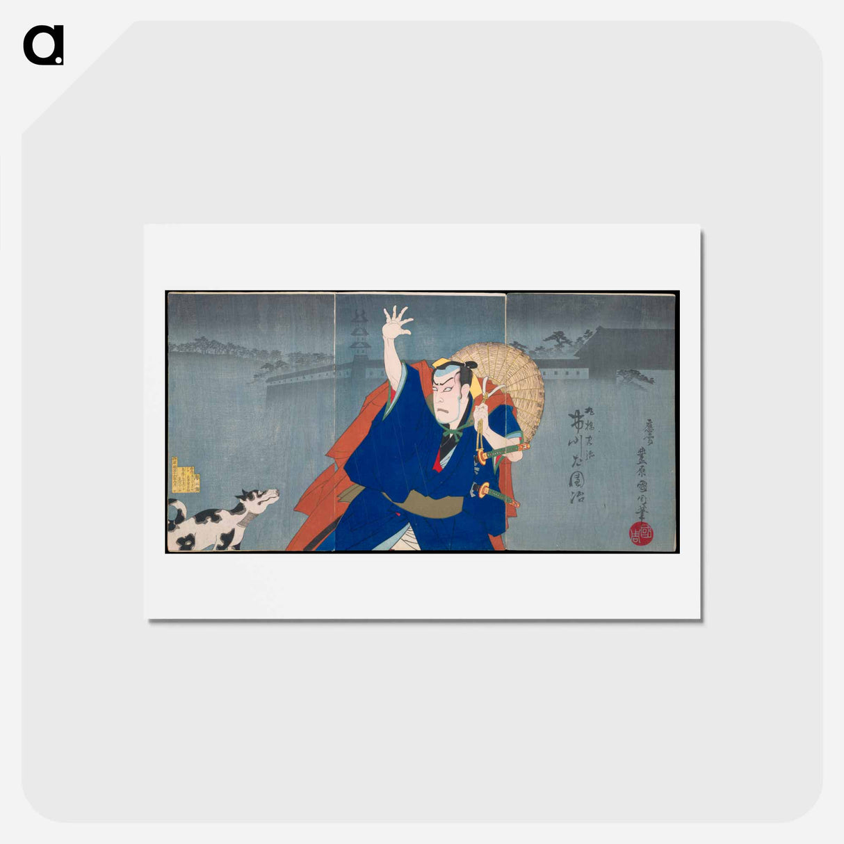 アートポストカード-Album of Thirty-Two Triptychs of Polychrome Woodblock Prints by Various Artists - 豊原 国周 Postcard.