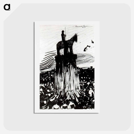 アートポストカード-Agitate Crowd Surrounding a High Equestrian Monument - ウンベルト ボッチョーニ  Postcard.