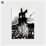 アートポストカード-Agitate Crowd Surrounding a High Equestrian Monument - ウンベルト ボッチョーニ  Postcard.