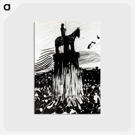 アートポストカード-Agitate Crowd Surrounding a High Equestrian Monument - ウンベルト ボッチョーニ  Postcard.