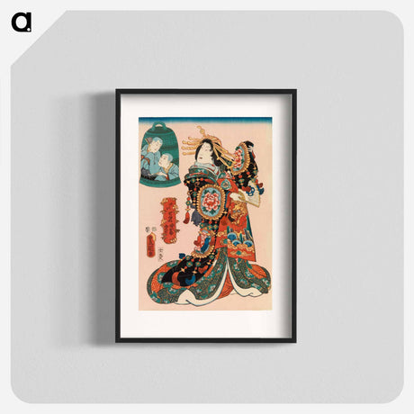 アートポスター-Courtesan Performing the Kawasaki Dance
 - 歌川 国貞 Poster.