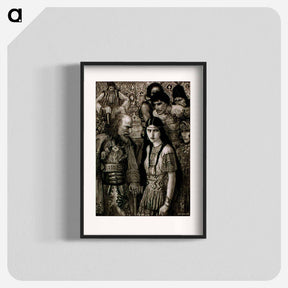 アートポスター-Peasants in Slav costume surround old man looking at girl by Wladyslaw Theodore Benda - ウワディスワフ テオドール ベンダ Poster.