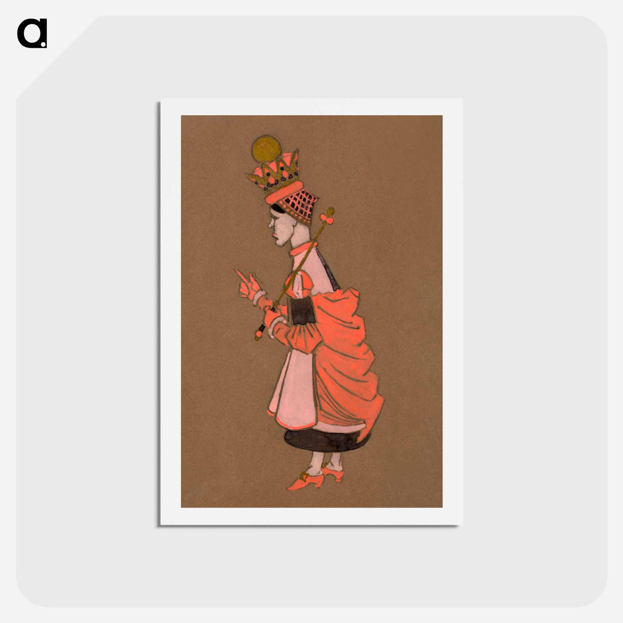 アートポストカード-Red Queen Costume Design for Alice in Wonderland - 不思議の国のアリス Postcard.