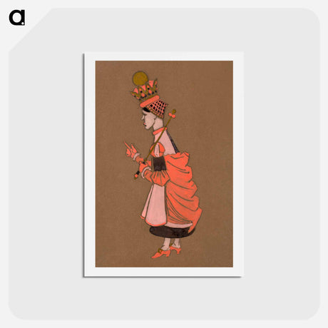 アートポストカード-Red Queen Costume Design for Alice in Wonderland - 不思議の国のアリス Postcard.