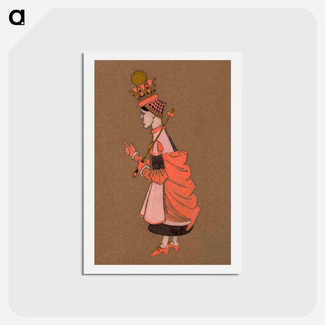 アートポストカード-Red Queen Costume Design for Alice in Wonderland - 不思議の国のアリス Postcard.