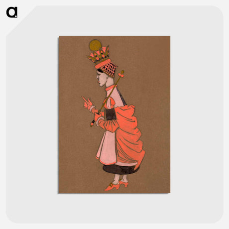 アートポストカード-Red Queen Costume Design for Alice in Wonderland - 不思議の国のアリス Postcard.