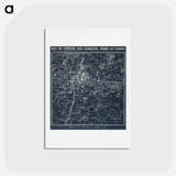 アートポストカード-Map of Zeppelin and aeroplane bombs on London - アンティーク地図 Postcard.
