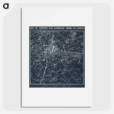 Map of Zeppelin and aeroplane bombs on London - アンティーク地図 Poster.