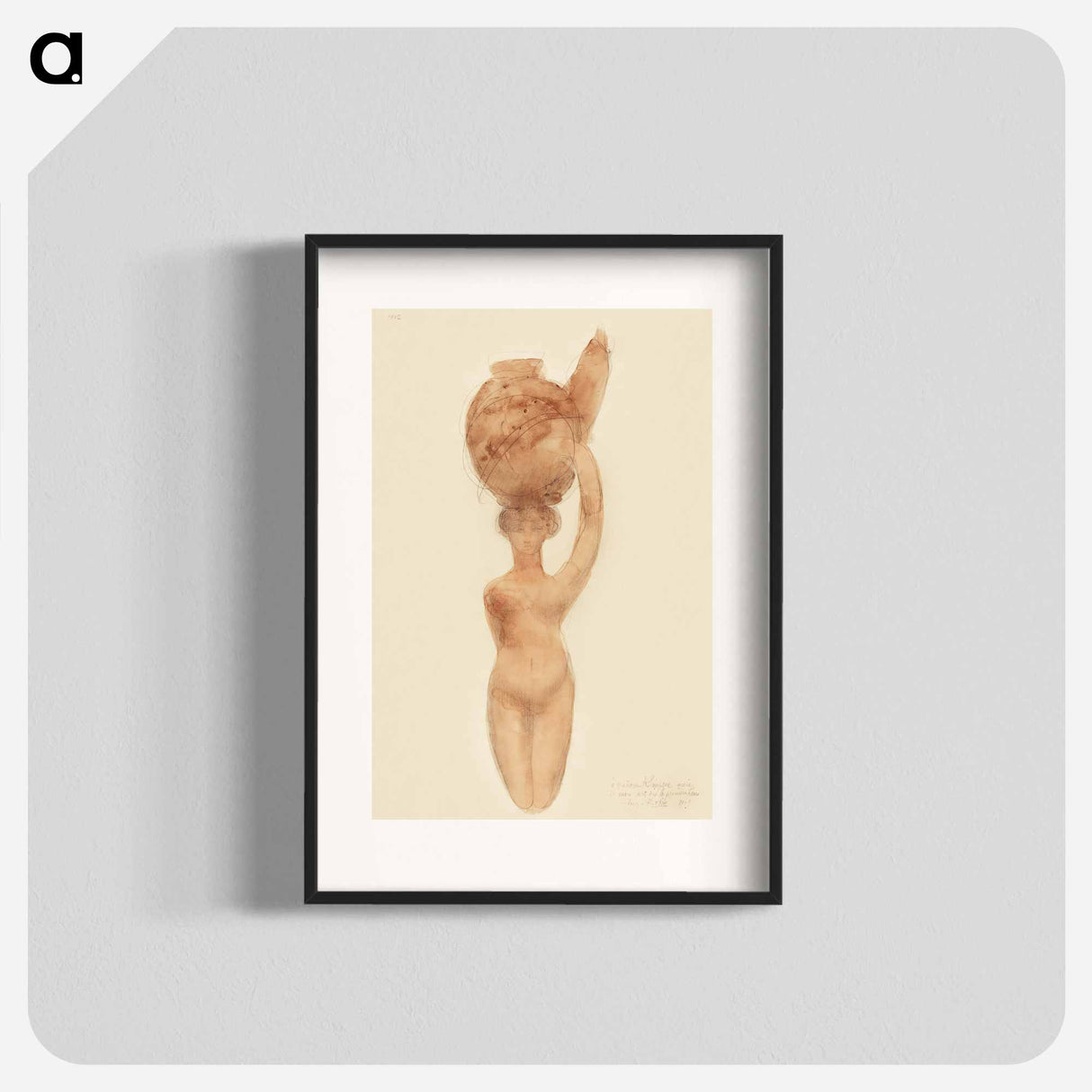 Nude Woman Carrying Vase on Head - オーギュスト ロダン Poster.