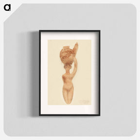 アートポスター-Nude Woman Carrying Vase on Head - オーギュスト ロダン Poster.
