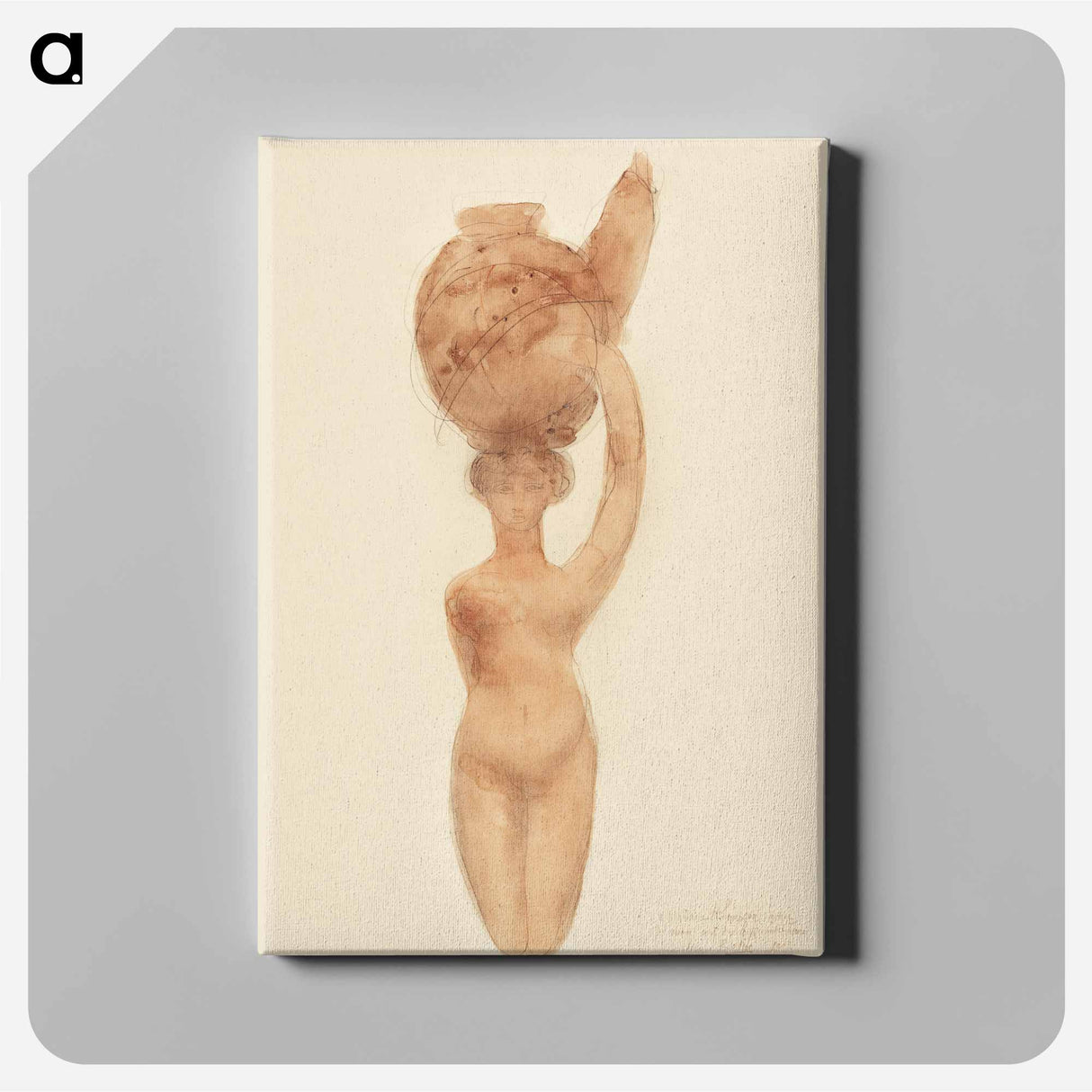 Nude Woman Carrying Vase on Head - オーギュスト ロダン Canvas.