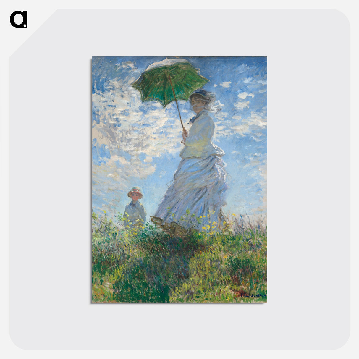 Woman with a Parasol - Madame Monet and Her Son - クロード モネ Postcard.