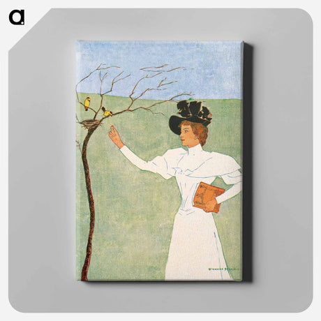 アートパネル-Woman reaching for birds - エドワード ペンフィールド Canvas.