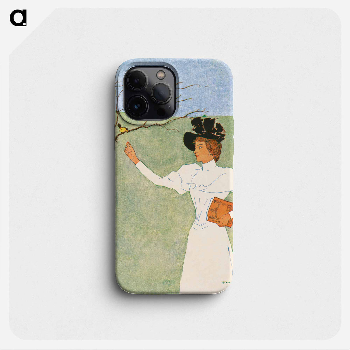 Woman reaching for birds - Edward Penfield Phone Case.
