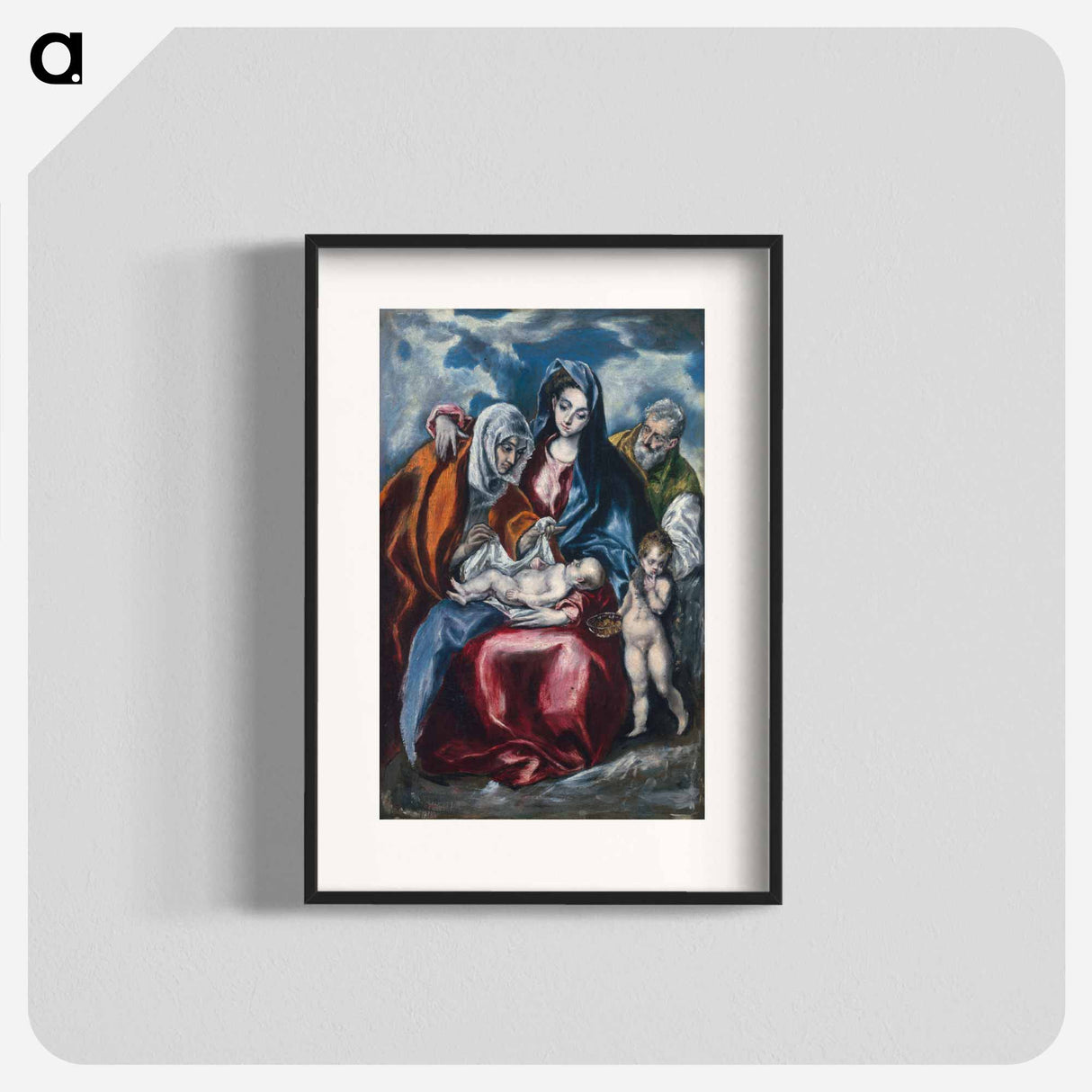 The Holy Family with Saint Anne and the Infant John the Baptist - エル グレコ Poster.
