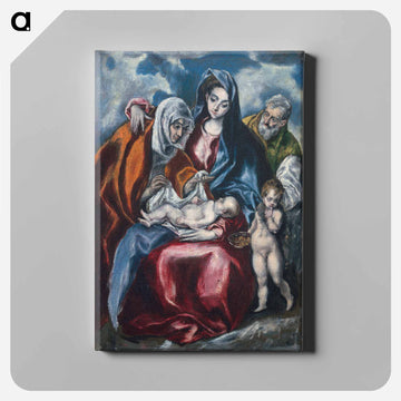 The Holy Family with Saint Anne and the Infant John the Baptist - エル グレコ Canvas.