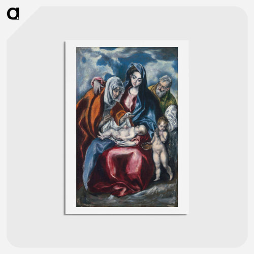 The Holy Family with Saint Anne and the Infant John the Baptist - エル グレコ Postcard.