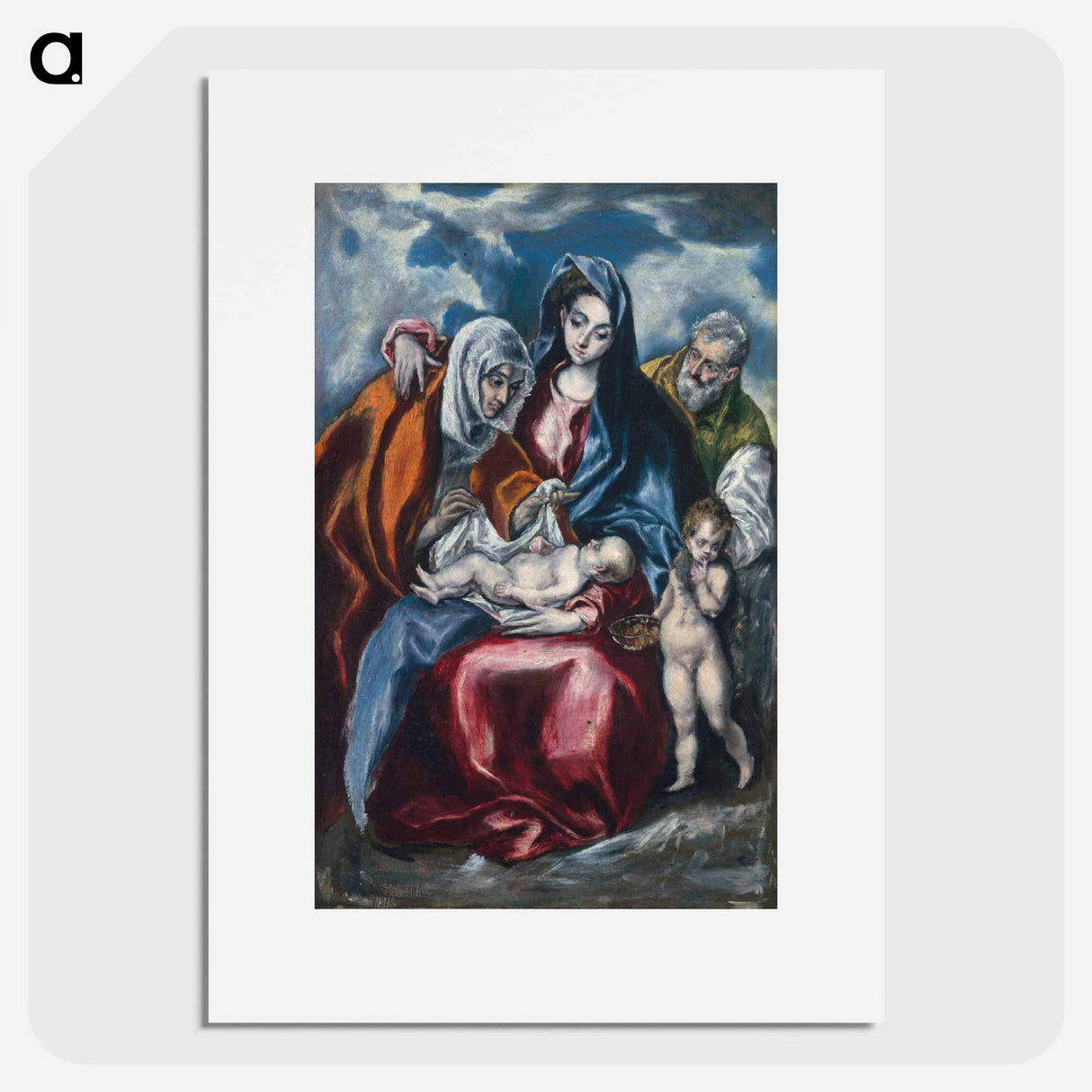 The Holy Family with Saint Anne and the Infant John the Baptist - エル グレコ Poster.