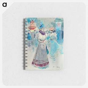アートメモ帳-Elegant in a blue hat in front of the Moulin Rouge - アンリ ソム Memo.