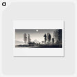 アートポストカード-Moon at Egota, Tokyo - 高橋 宏明 Postcard.