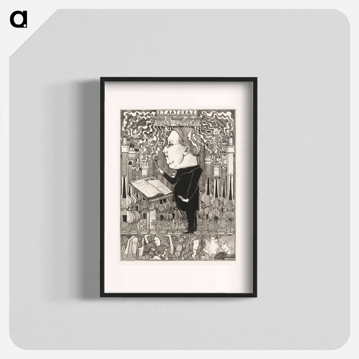 Conductor with violins and smoking chimneys behind - Jan Toorop Poster.