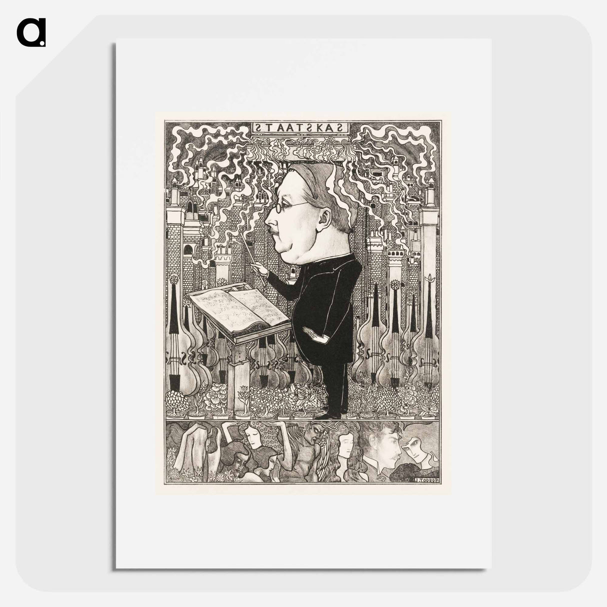 Conductor with violins and smoking chimneys behind - Jan Toorop Poster.