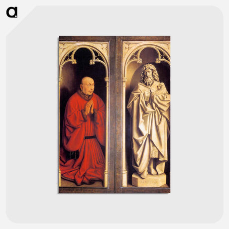 アートポストカード-Donor and St. John the Baptist - ヤン ファン エイク Postcard.
