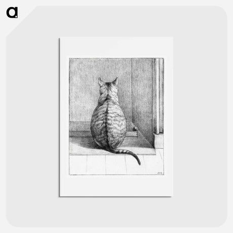 アートポストカード-Sitting cat, from behind - ジャン ベルナール Postcard.