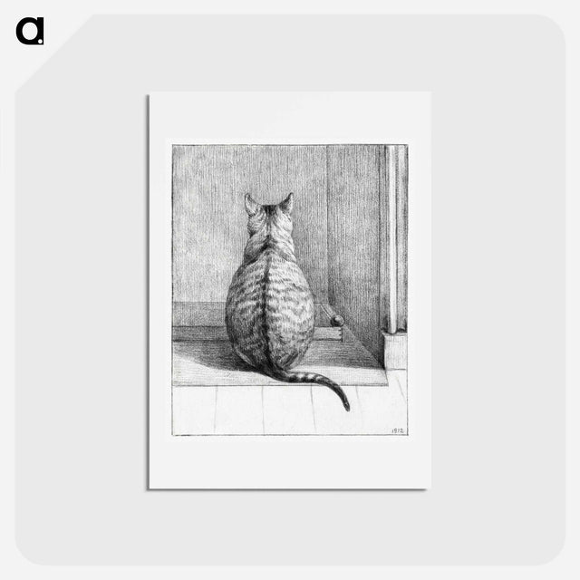 アートポストカード-Sitting cat, from behind - ジャン ベルナール Postcard.