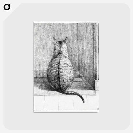 アートポストカード-Sitting cat, from behind - ジャン ベルナール Postcard.