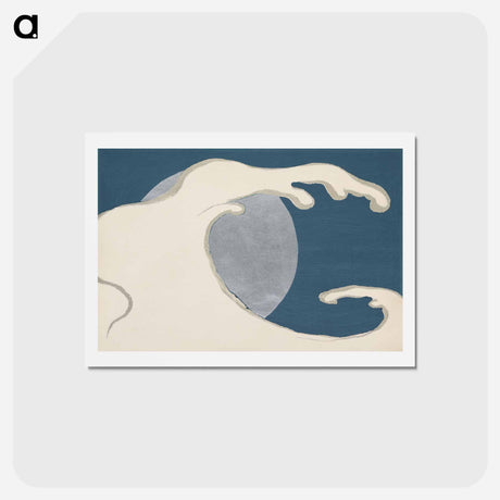 アートポストカード-Waves and sun from Momoyogusa–Flowers of a Hundred Generations - 神坂 雪佳 Postcard.